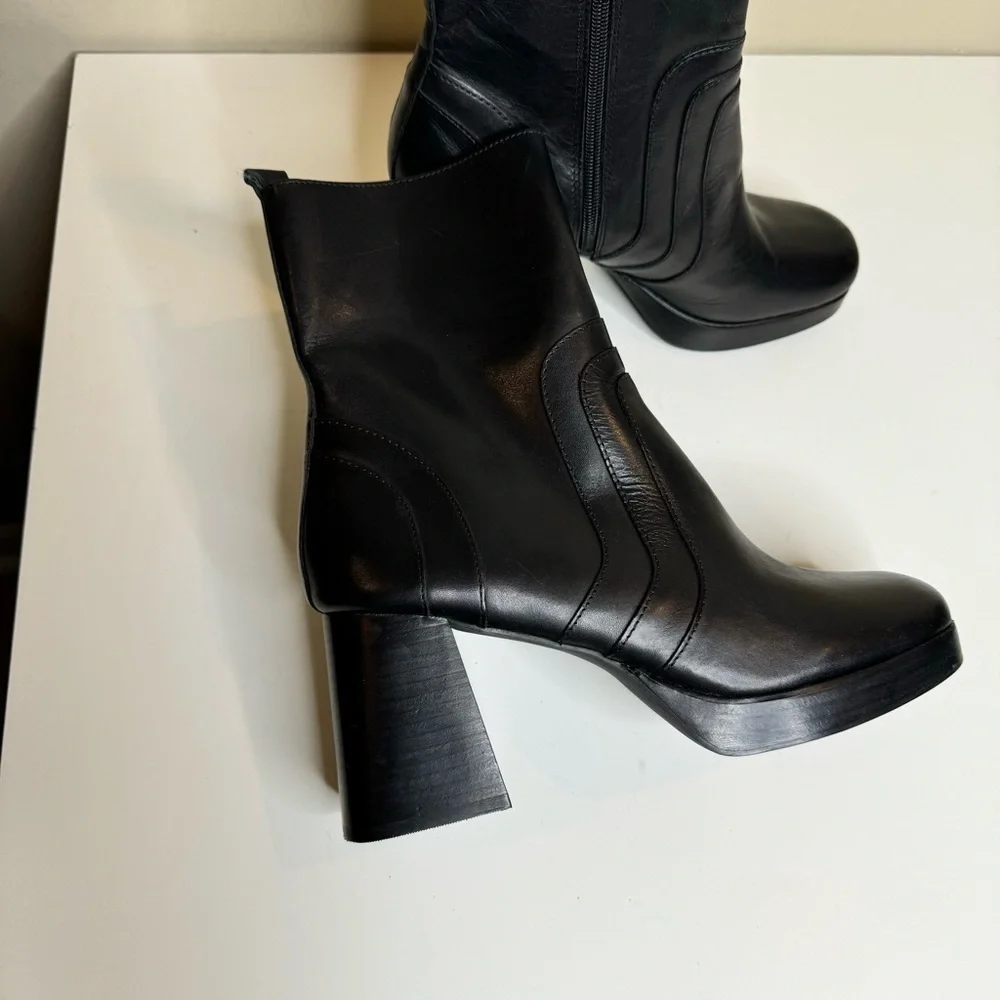 Steve Madden Maggie Black Leather size 9.5
